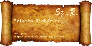 Szlamka Richárd névjegykártya